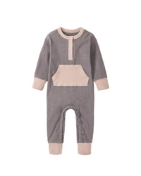 Colorblock Ribbed Romper - Graphite