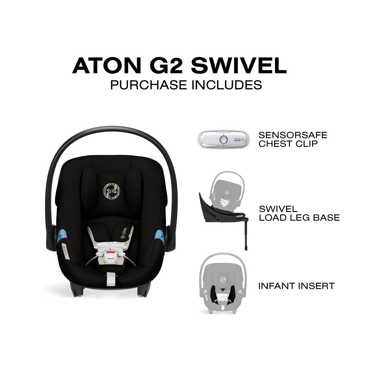 cybex aton g swivel infant car seat Aton G2 Swivel Infant Car Seat with Load Leg Base by Cybex Moon Black