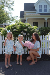 In My Jammers East Coast Hydrangeas Kids Button Up Short Set IMJ x Caitlin Covington