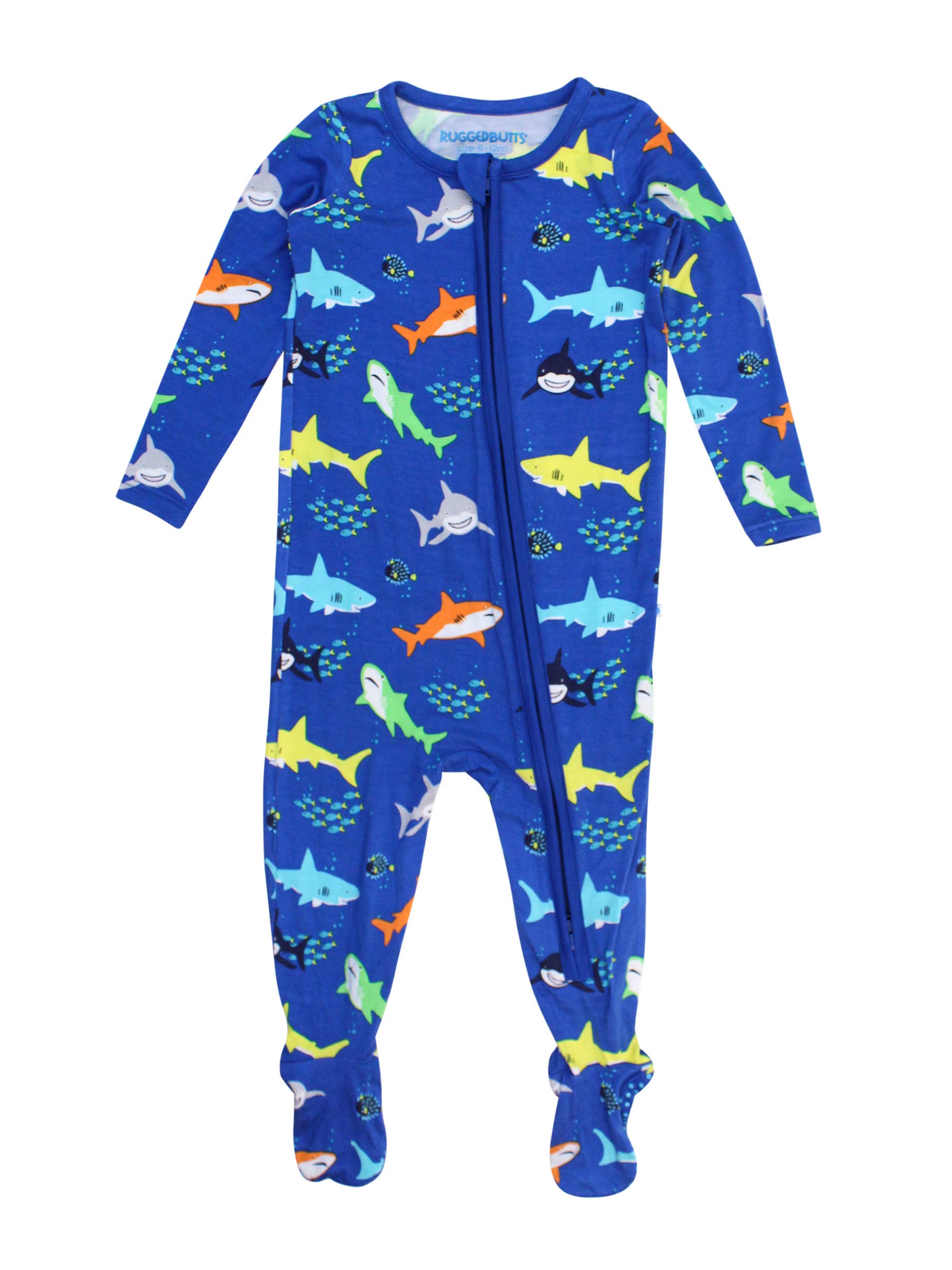 Baby Boys Bamboo Viscose Shark Footed Pajama: Blue – Baby Biz
