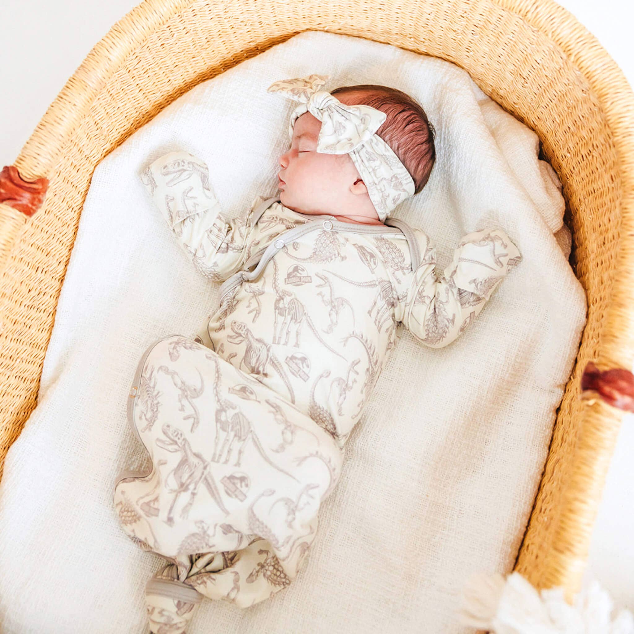 Newborn Knotted Gown - Jurassic Park Fossils