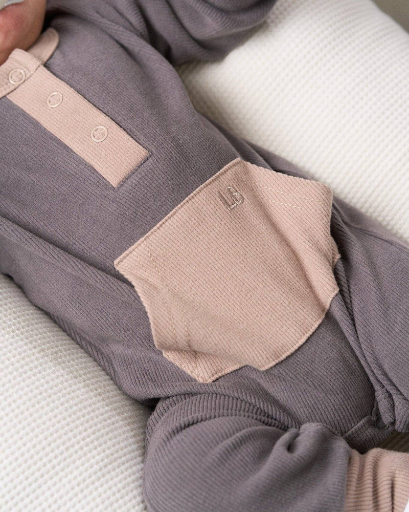 Colorblock Ribbed Romper - Graphite