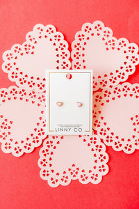 Screwback Stud Earrings - Nora Heart Pink