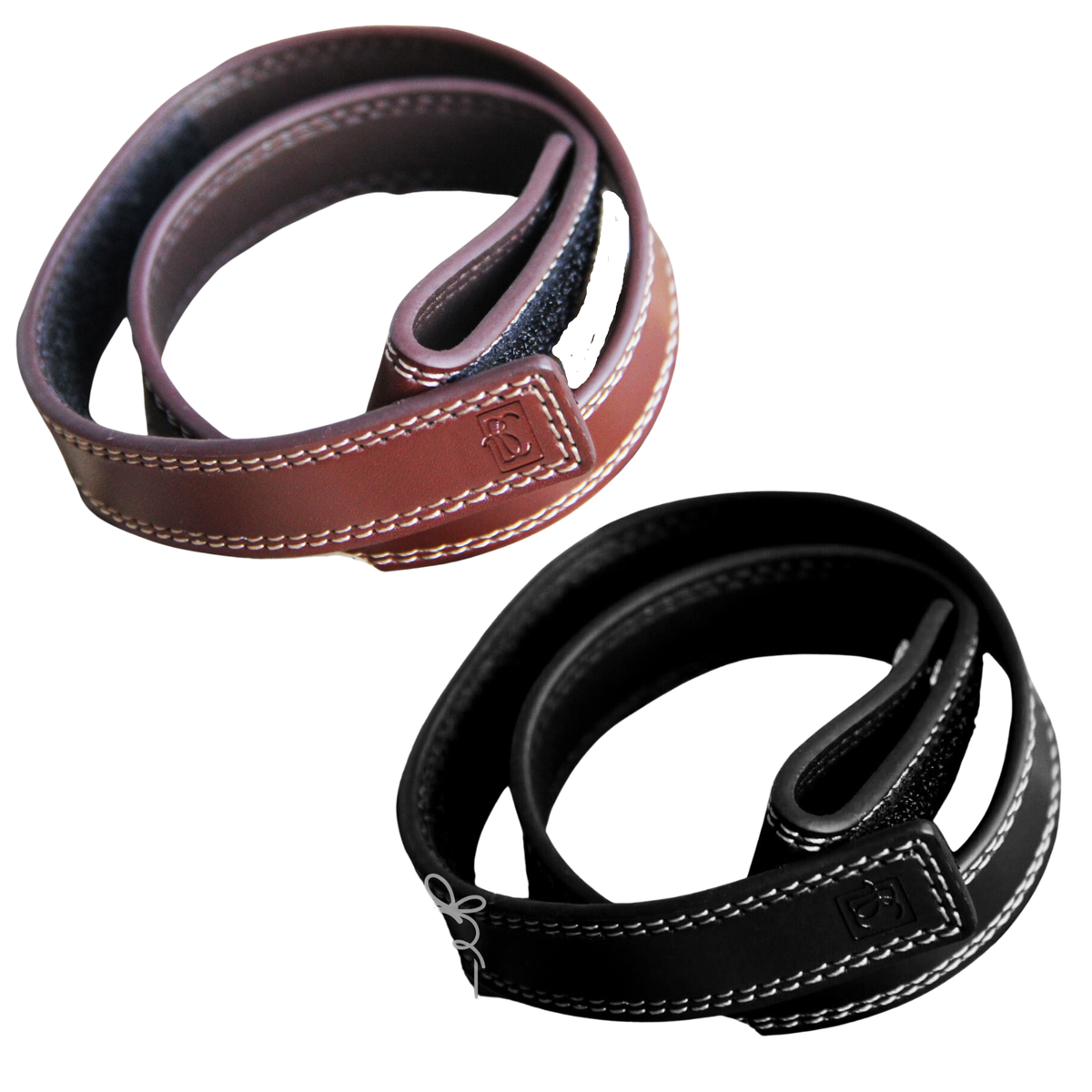 Brown Solid Leather Belt with Hook and Loop