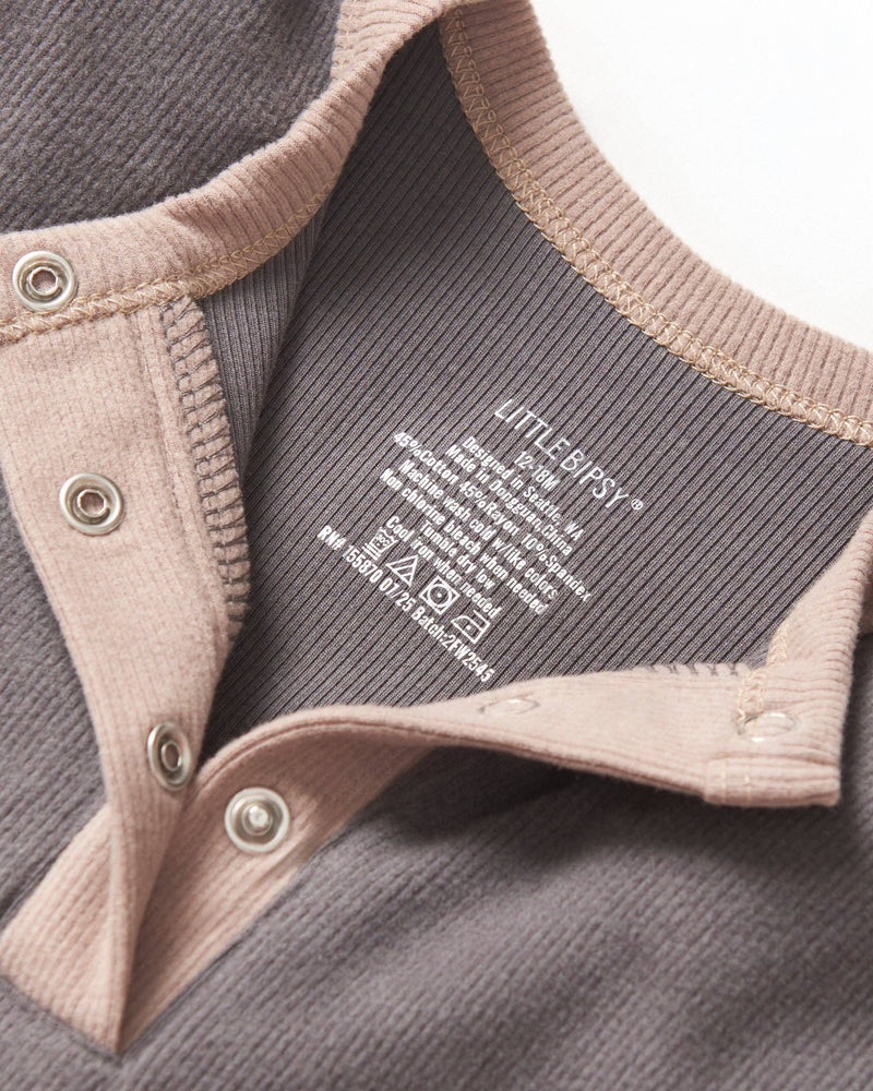 Colorblock Ribbed Romper - Graphite