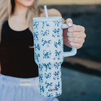 Toile Coquette Bows 38 Oz Tumbler College Grad Gift