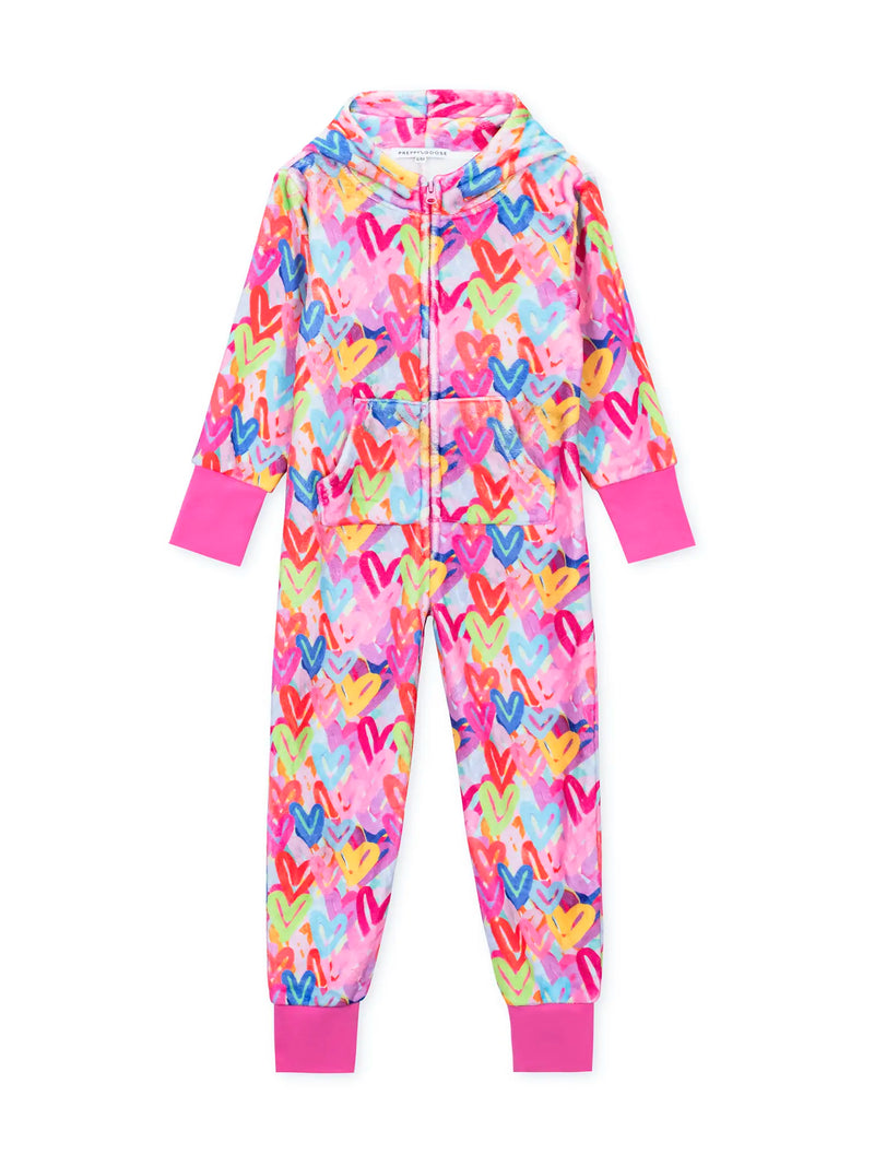 Preppy Goose Graffiti Hearts Plush Onesie