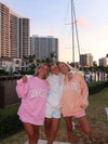 Sunkissed Coconut Lottie Pink Varsity Sunkissed Embroidered Mockneck Sweatshirt 100% Cotton