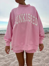 Sunkissed Coconut Lottie Pink Varsity Sunkissed Embroidered Mockneck Sweatshirt 100% Cotton