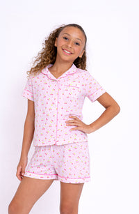 Preppy Goose Cherry Stripes Jersey Short Sleeve PJ Set
