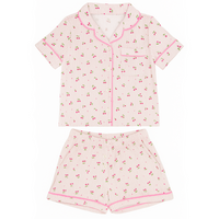 Preppy Goose Cherry Stripes Jersey Short Sleeve PJ Set