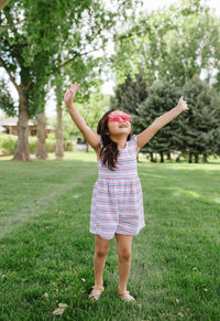 Macie Romper in Patriotic Stripe