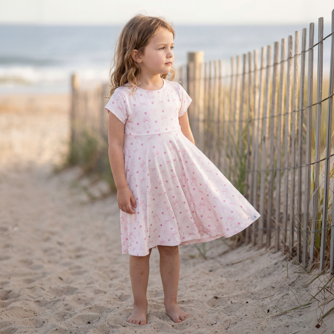 Cap Sleeve Swirly Girl Dress | Precious Bows