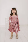 Gwendolyn Dress in Tea Rose Crushed Velvet