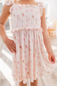 In My Jammers Rosie Rabbit Smocked Twirl Dress