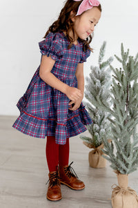Aura Dress in Holiday Plaid | Poplin Cotton Dress