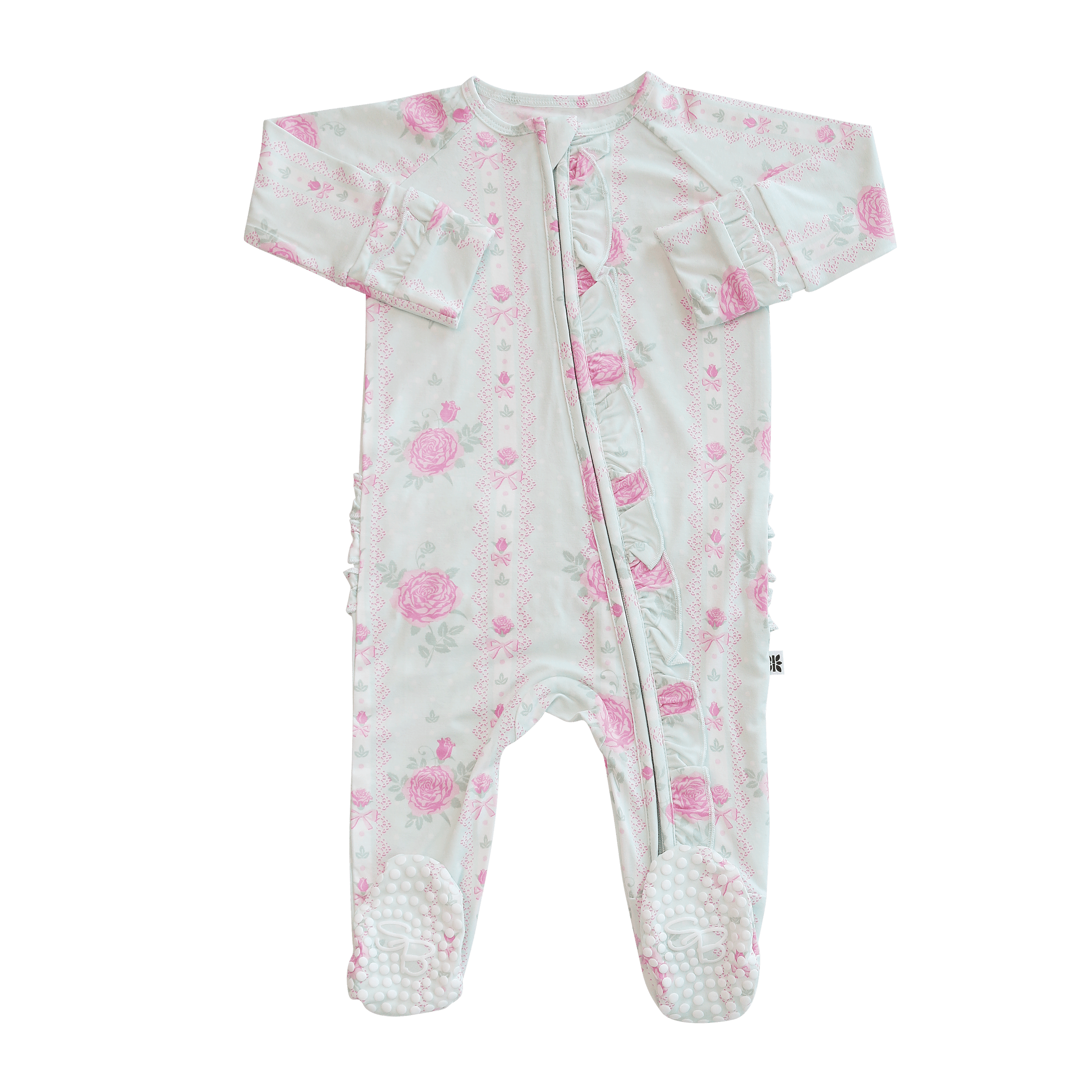 Ruffle Footie - Roses and Lace