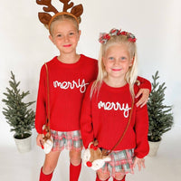 Merry Christmas Yarn Knit Sweater - Kids Holiday Sweater