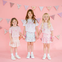 Sky Blue Floral Athletic Skort - Kids Clothing - Activewear