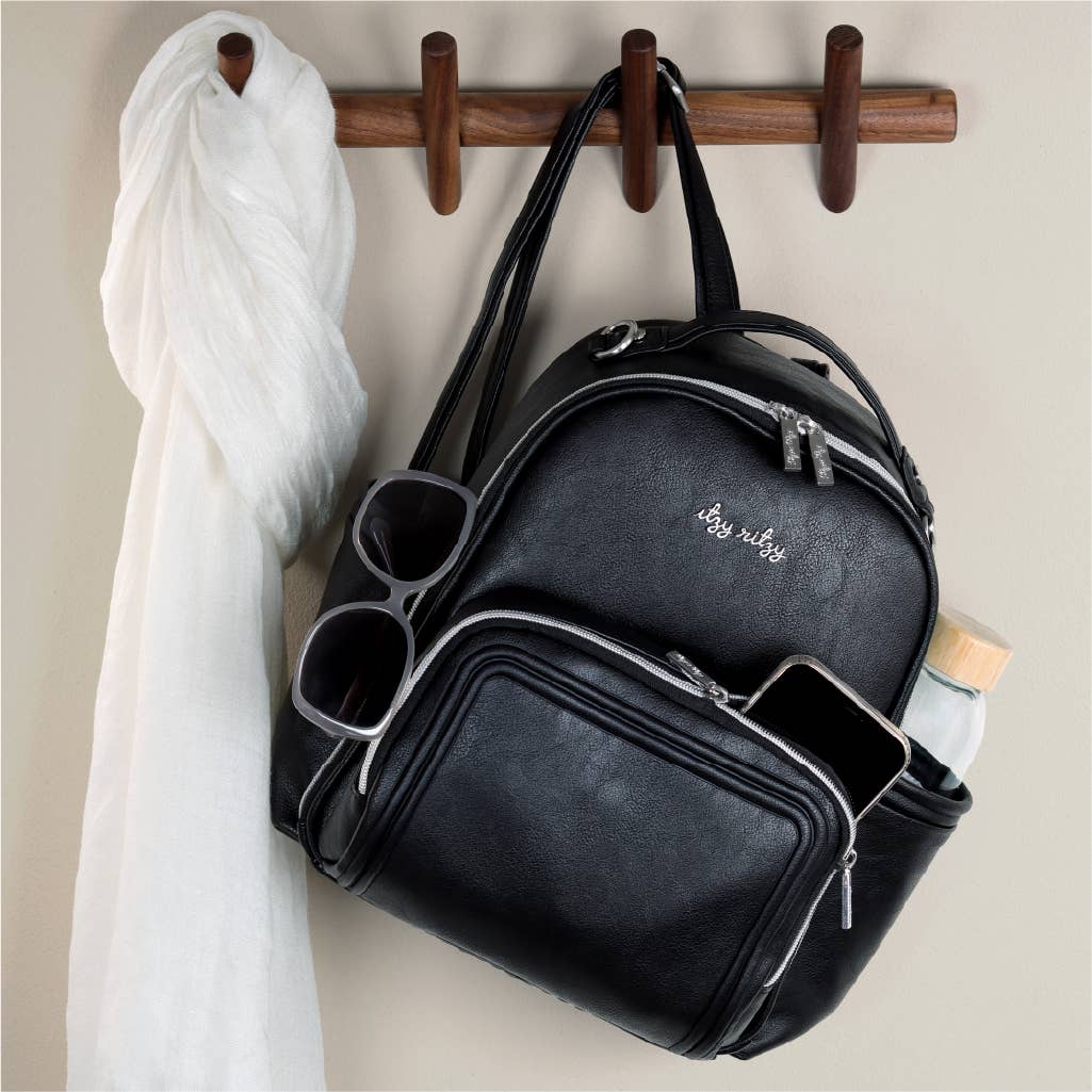 black leather diaper bag backpack Itzy Ritzy Mini Plus Diaper Bag