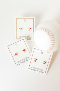 Screwback Stud Earrings - Baseball