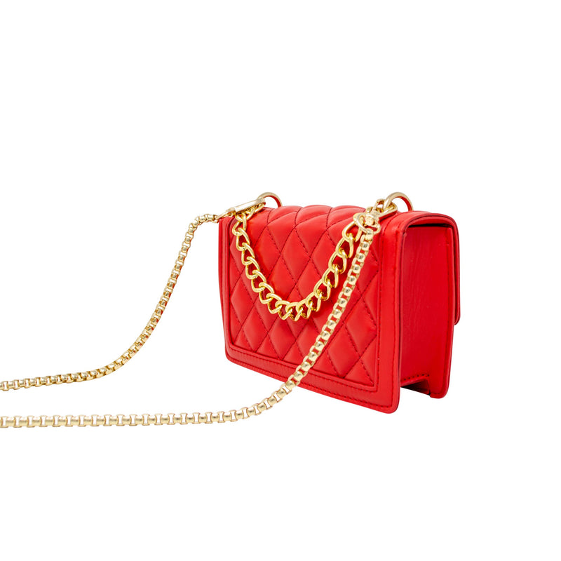 Classic Quilted Large Flap Handbag: Red