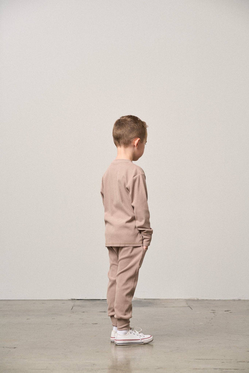 Long Sleeve Ribbed Tee - Mushroom