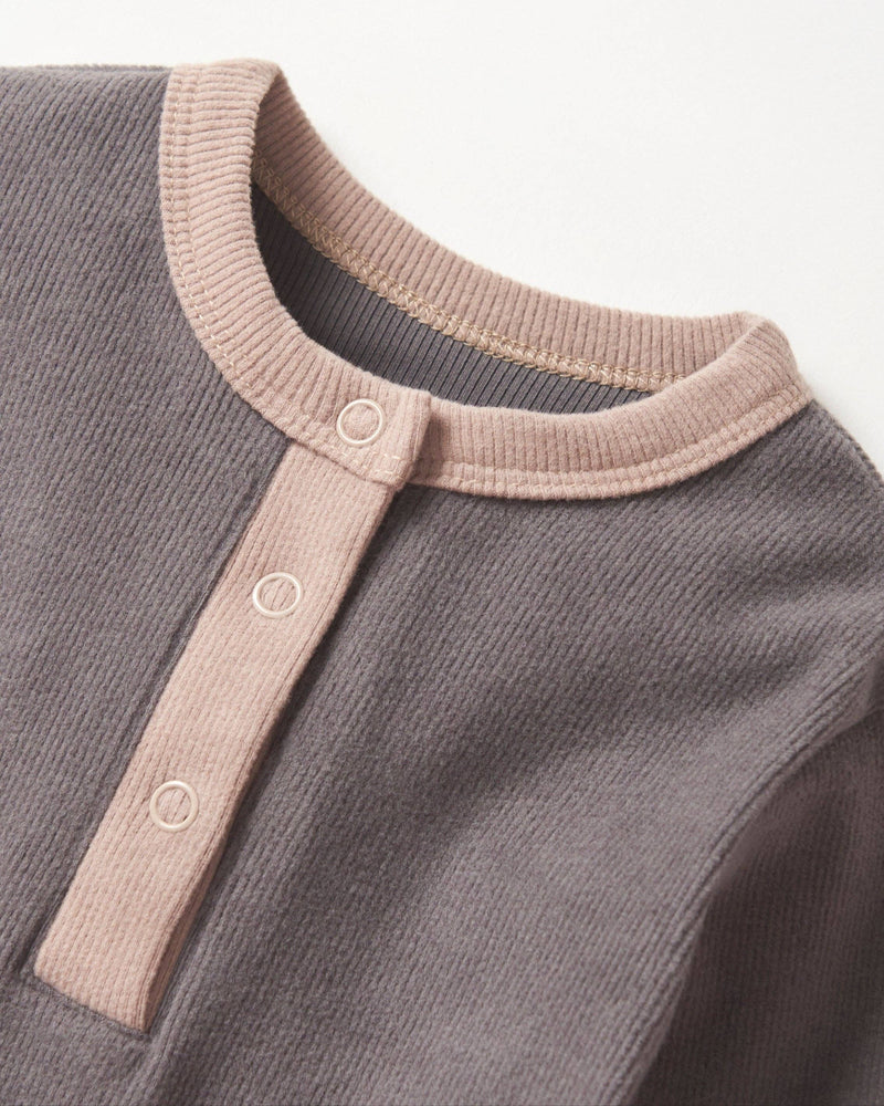 Colorblock Ribbed Romper - Graphite