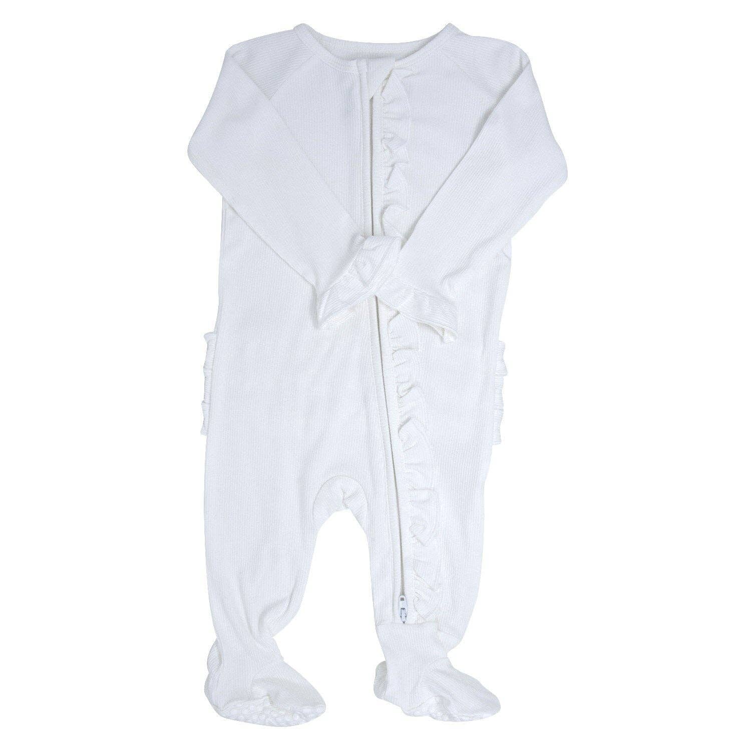 Ruffle Footie Whispery White