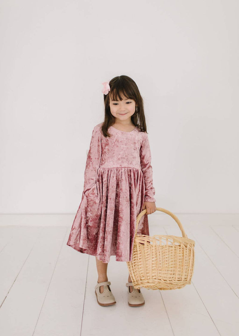 Gwendolyn Dress in Tea Rose Crushed Velvet