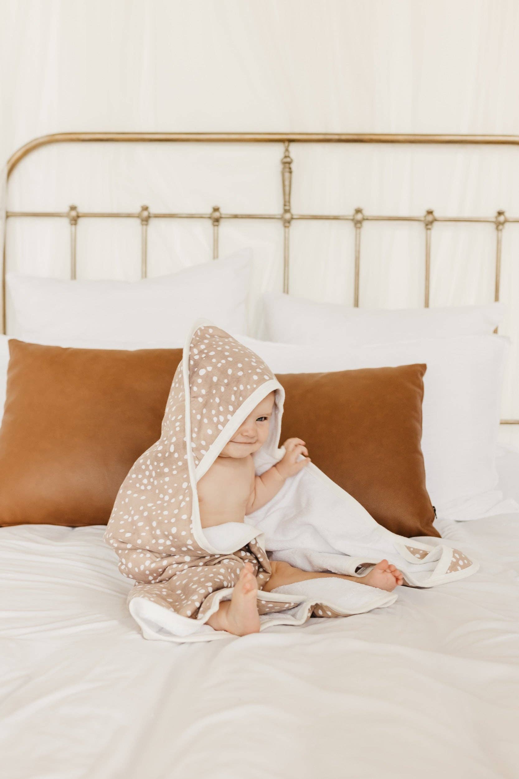 Premium Baby Knit Hooded Towel - Fawn