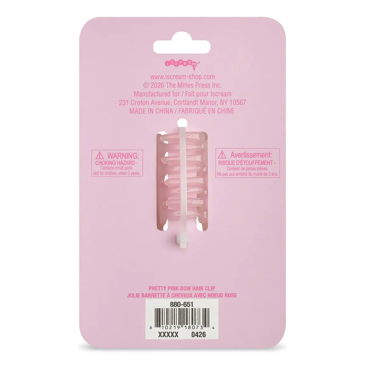 Iscream Pretty Pink Bow Hair Clip
