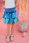 Ruffle Skort in Aqua Lamé