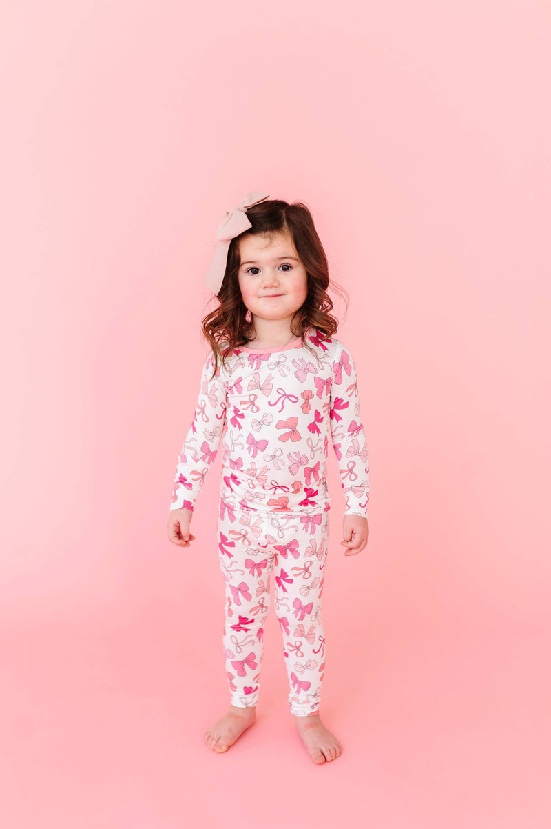 Pink Bows Long Sleeve Jammies Set