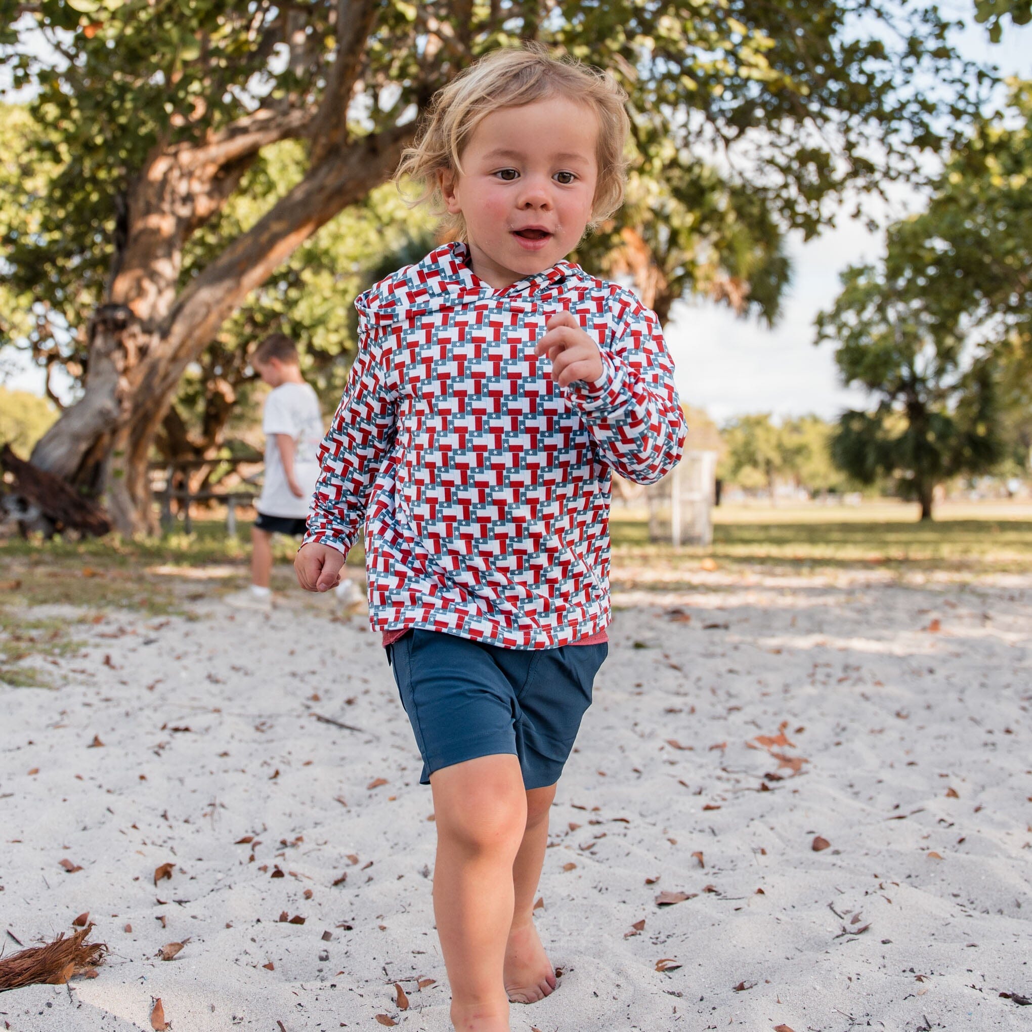 Burlebo Youth Athletic Short | Heather Navy | American Flag Liner