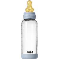 BIBS Baby Glass Bottle Complete Set 225ml (8 oz) | Natural Rubber Latex Nipple