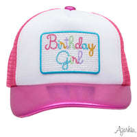 Azarhia Birthday Girl Rhinestone Hot Pink Metallic Trucker
