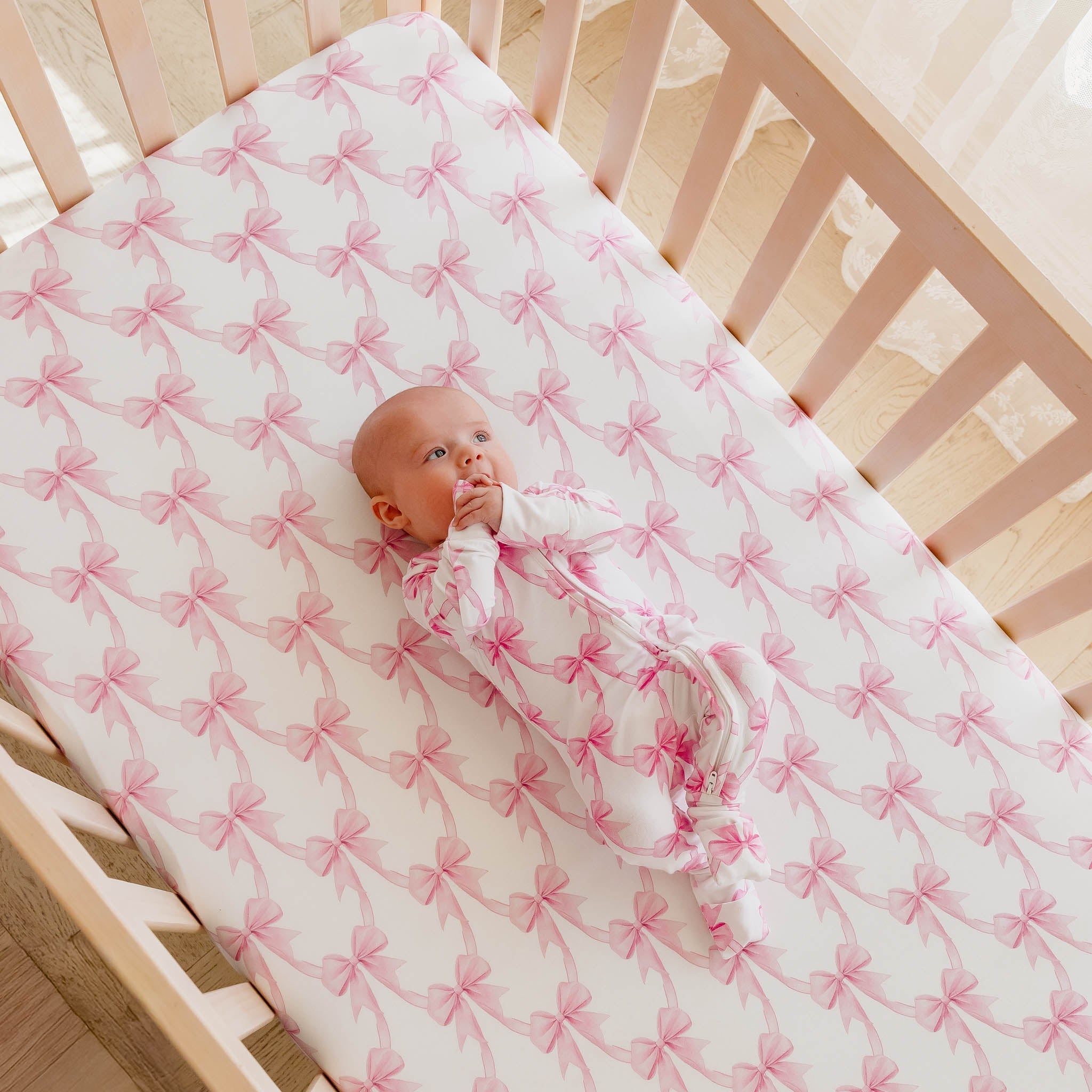Copper Pearl Premium Knit Fitted Crib Sheet | Bow My Gosh