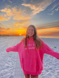 Sunkissed Coconut I Am Just Happy To Be Here Embroider Hoodie