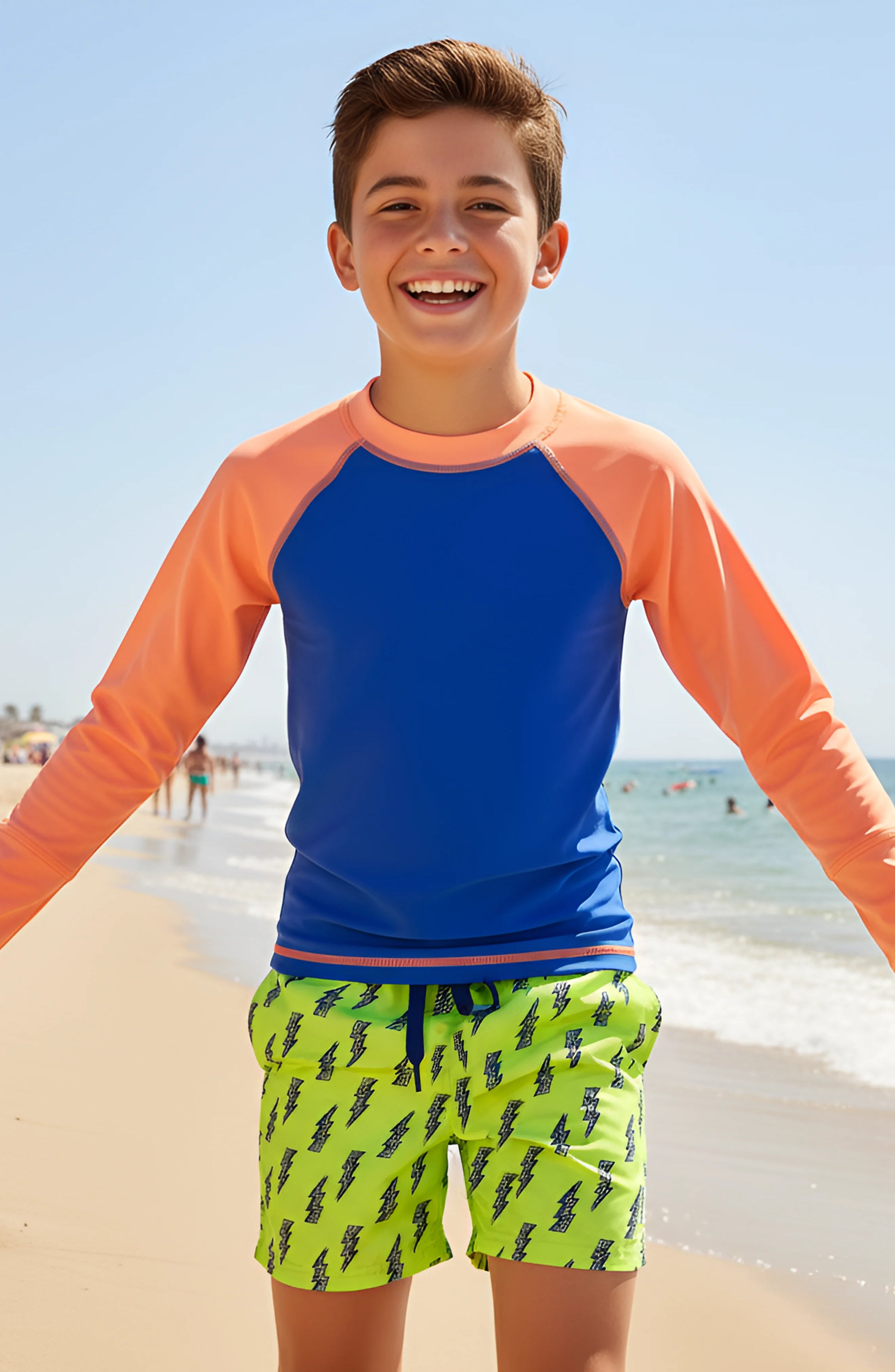 Limeapple Dylan Boys Lightning Bolt Print Board Shorts