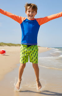 Limeapple Dylan Boys Lightning Bolt Print Board Shorts