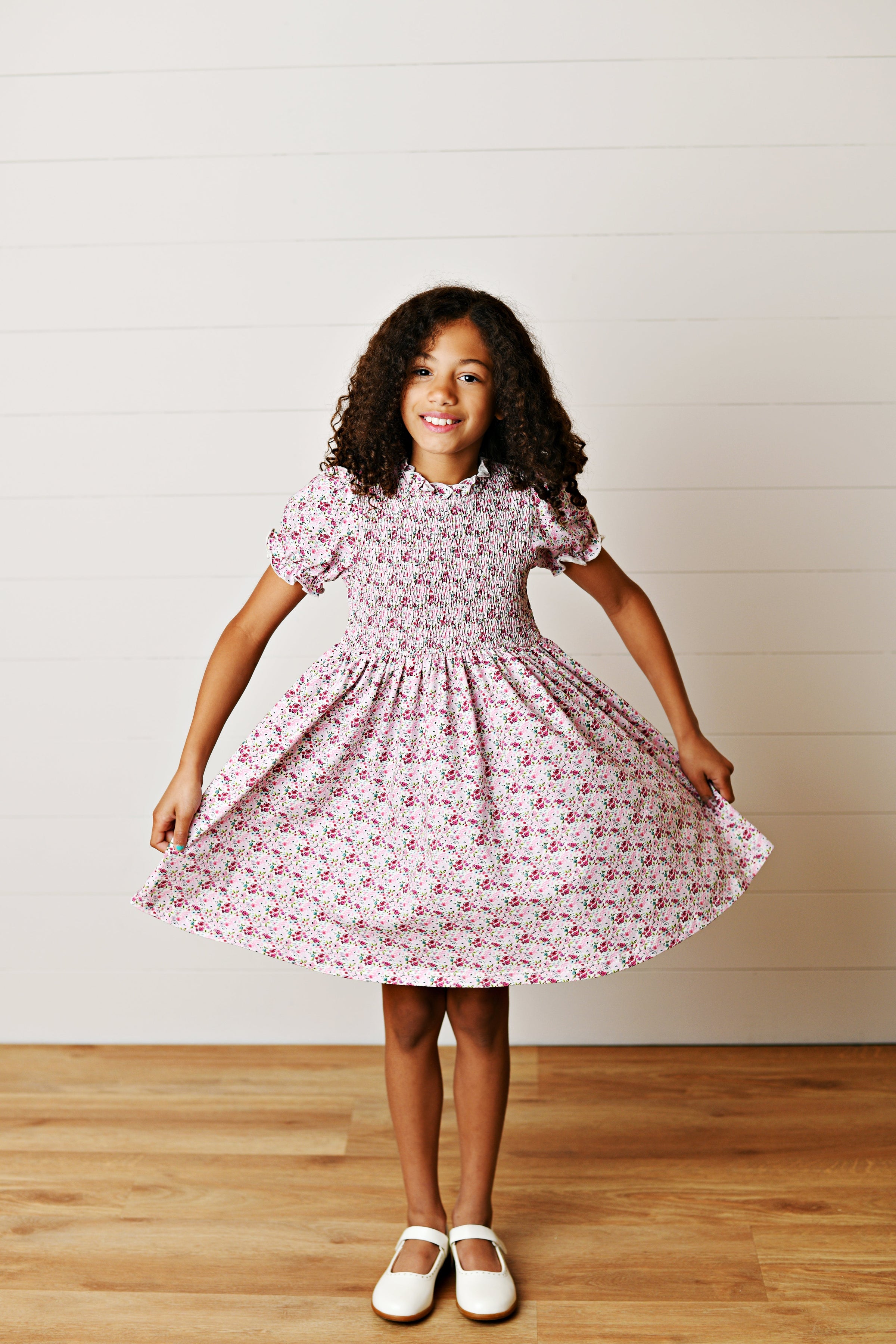 Swoon Ditsy Plum Smocked Dress