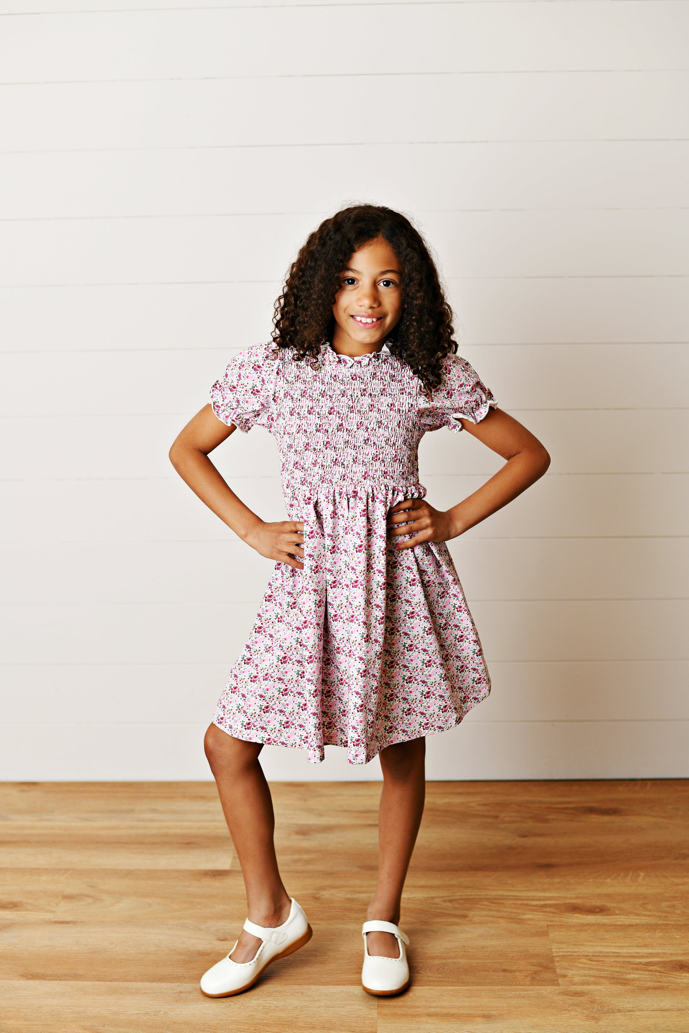 Swoon Ditsy Plum Smocked Dress