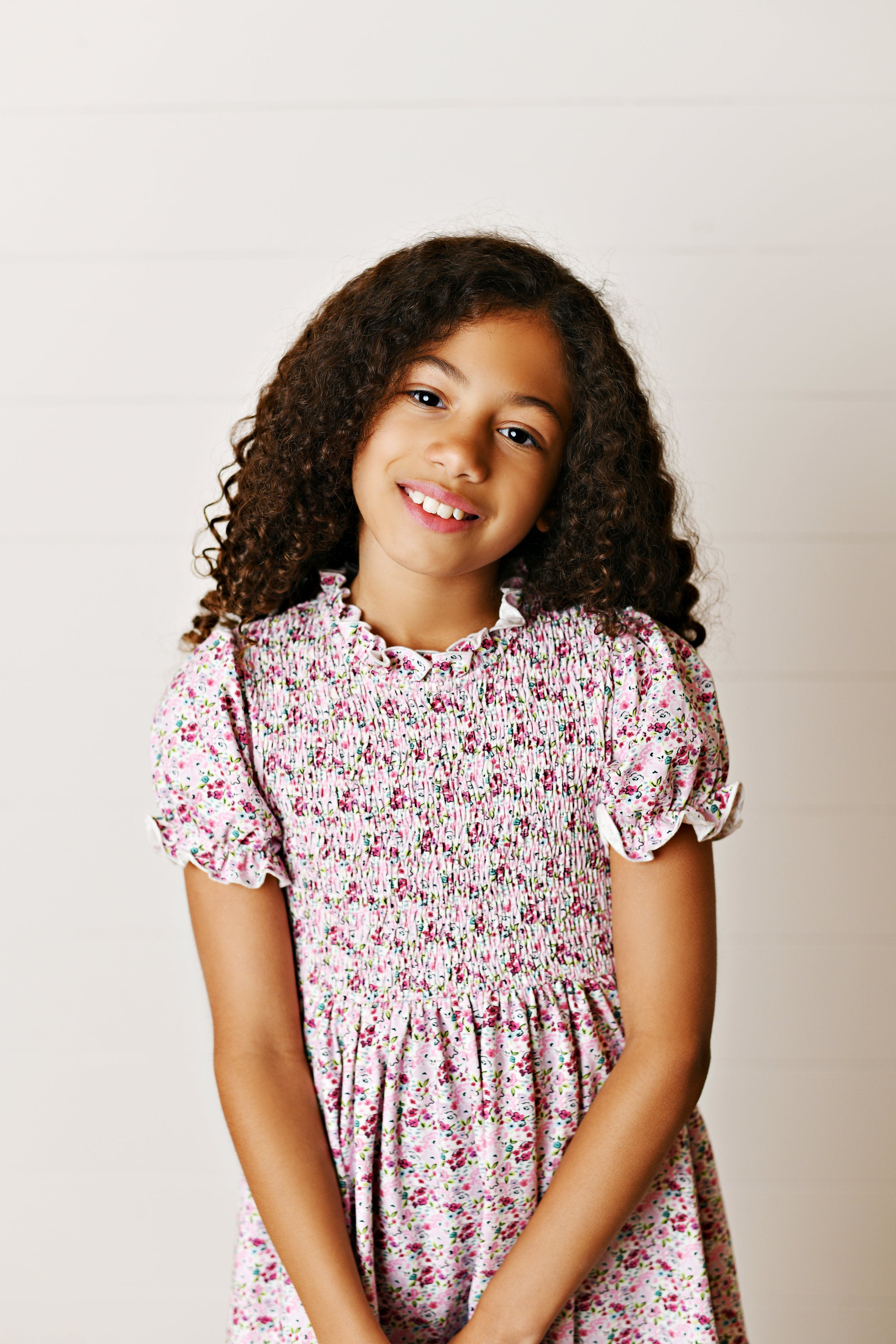 Swoon Ditsy Plum Smocked Dress