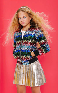 Lola + The Boys Foil Pleated Skirt