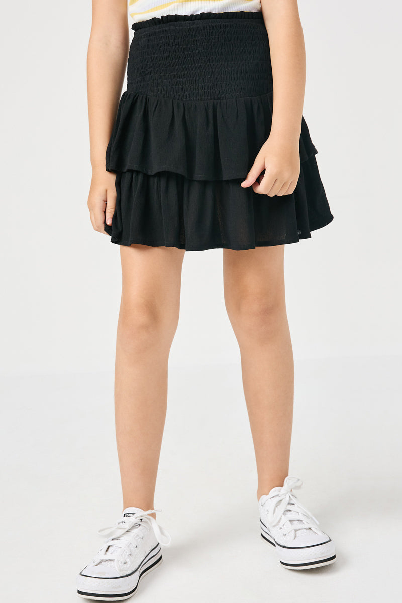 Hayden Smocked Ruffle Tiered Mini Skirt