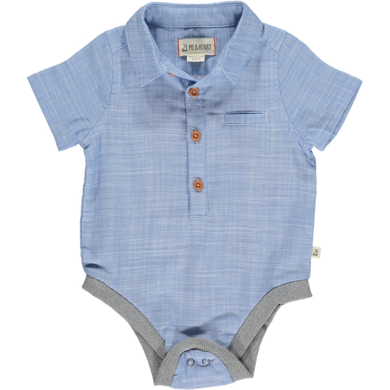 Me & Henry Pale Chambray Woven Onesie