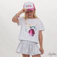 Azarhia Cupcake Rhinestone Hot Pink Metallic Trucker
