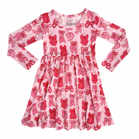 In My Jammers Valentine's Bow Long Sleeve Twirl Dress