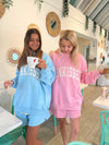 Sunkissed Coconut Lottie Pink Varsity Sunkissed Embroidered Mockneck Sweatshirt 100% Cotton